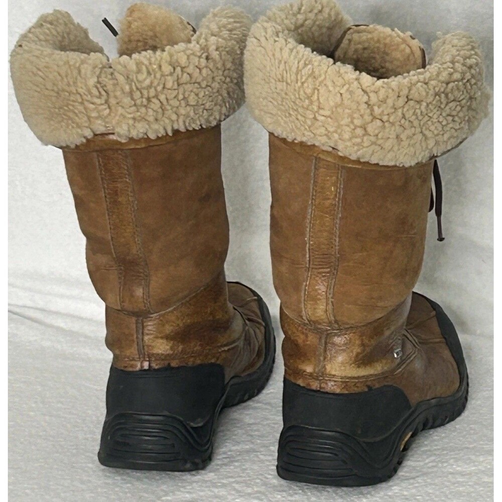 UGG Adirondack Boot Tall III Womens 8 Chestnut Vibram Leather Gortex Sheepskin - Picture 12 of 16